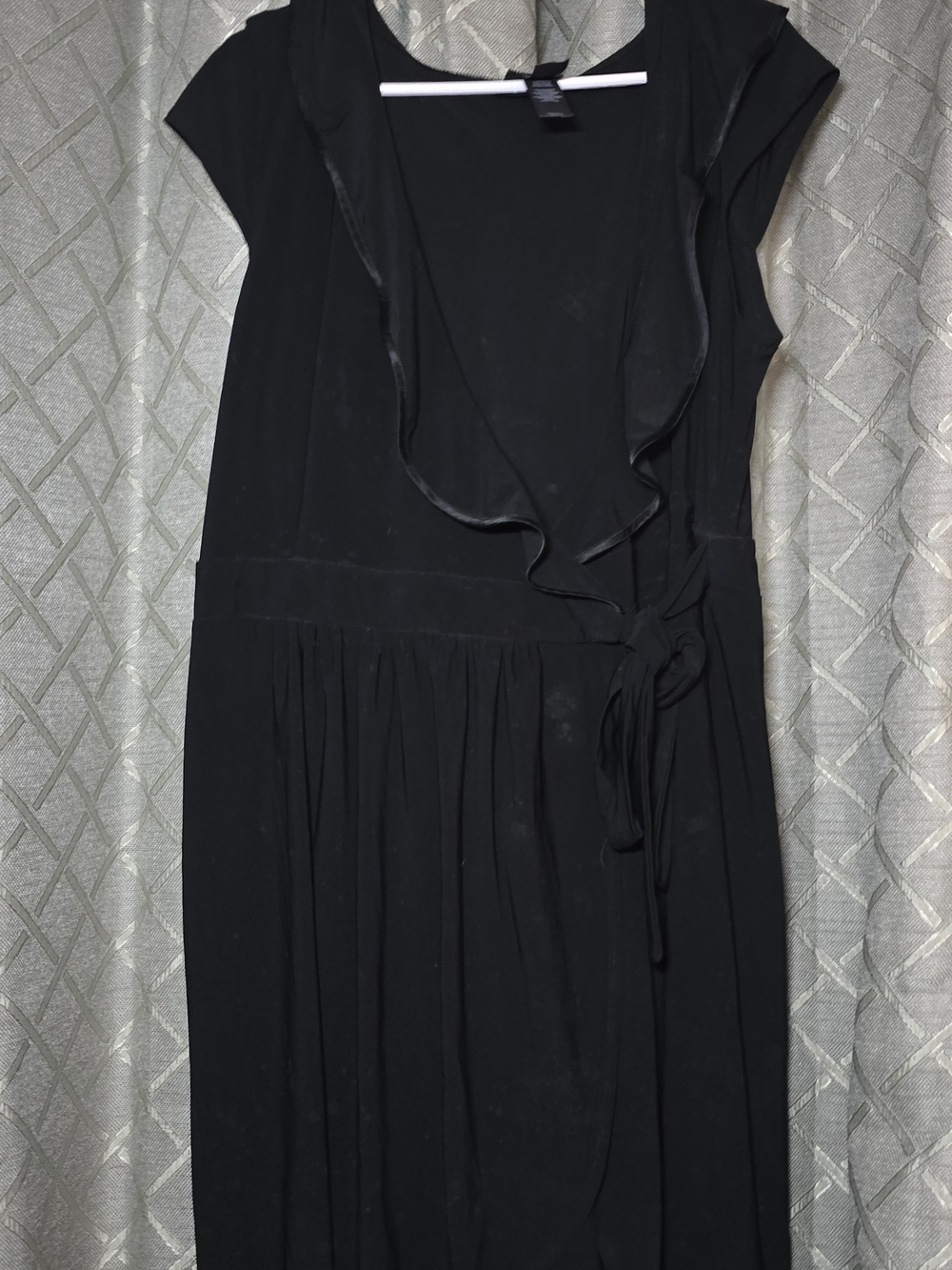 Bisou Bisou Black Ruffle-Trim Wrap Midi Dress